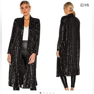 BB Dakota Black Sequin Long Open Front Duster